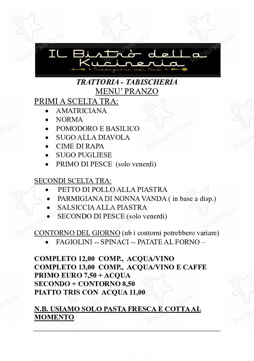 Menu di Il BISTRO’ DELLA KUCINERIA