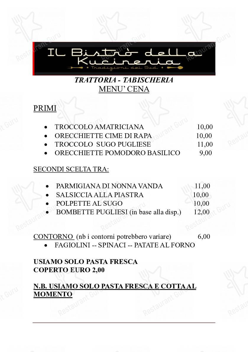 Menu di Il BISTRO’ DELLA KUCINERIA