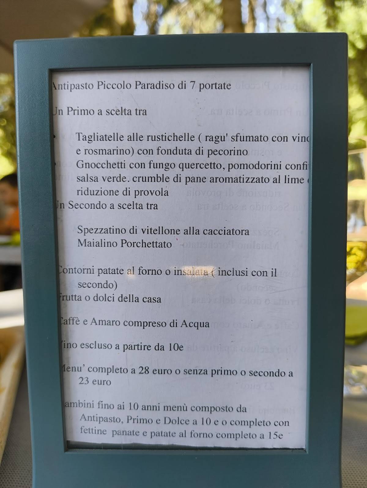 Menu de Il Piccolo Paradiso