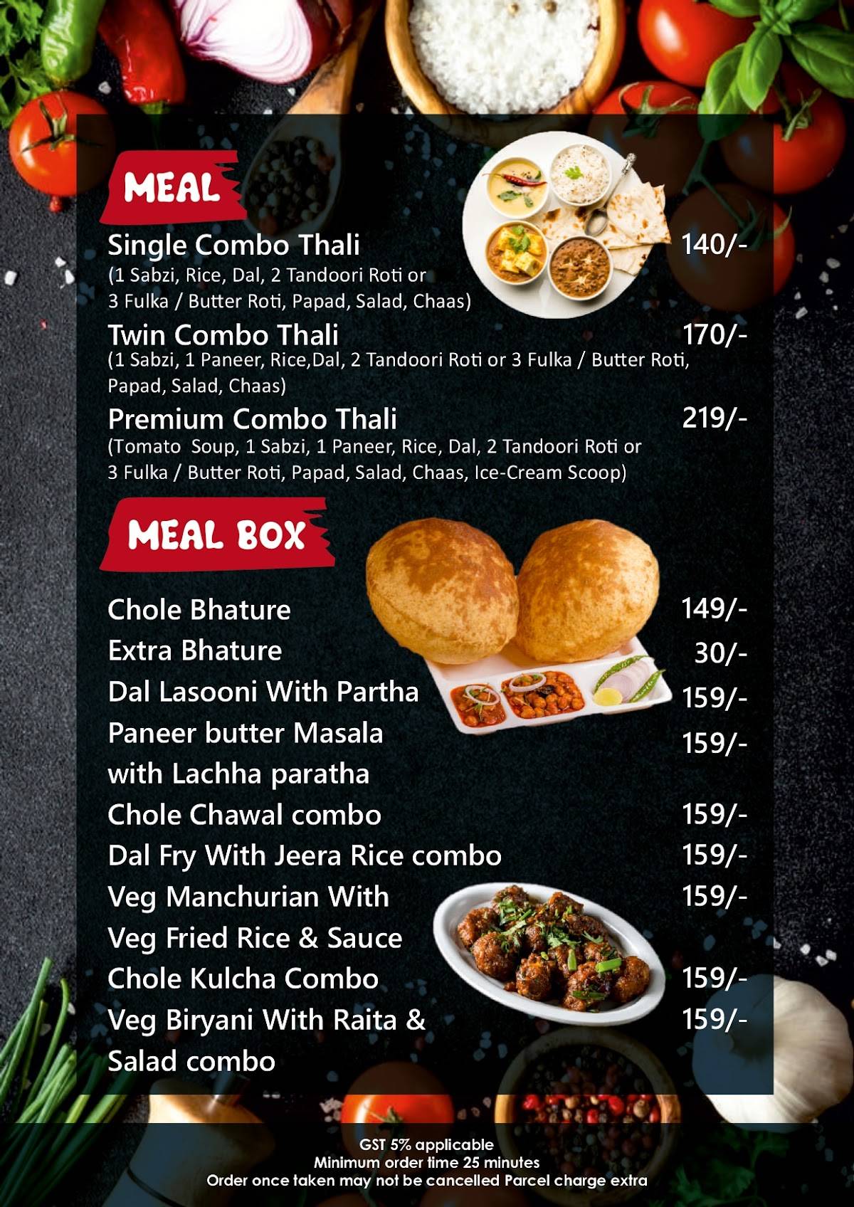 Indian spice restaurants & banquet hall Subhanpura menu