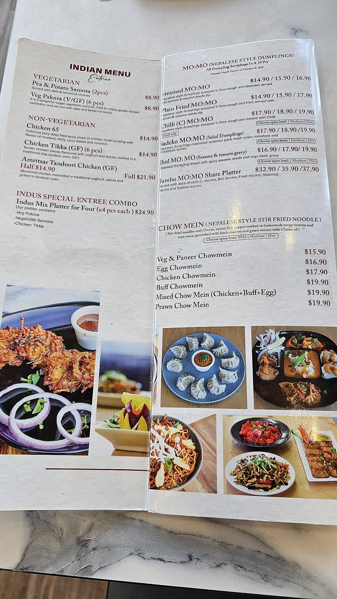 Menu at Indus Indian &Nepalese Restaurant Gold coast, Surfers Paradise