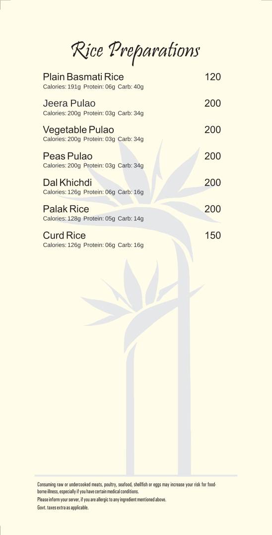 Infinit Roof Top Resto Bar menu