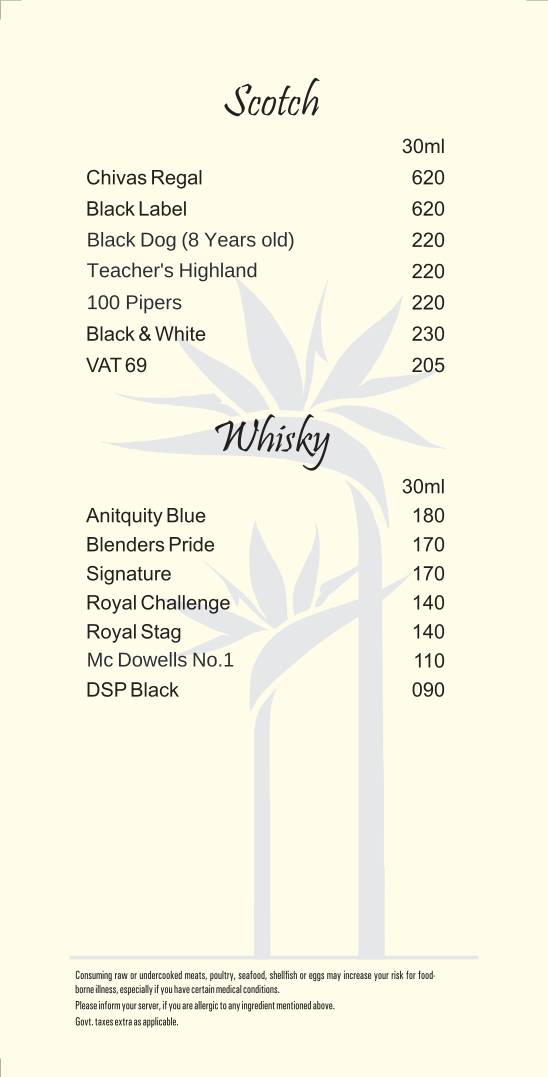 Infinit Roof Top Resto Bar menu