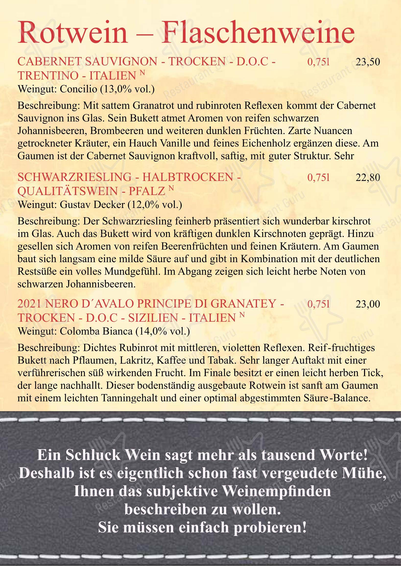 Menu pour Restaurant Journal dans Potsdam