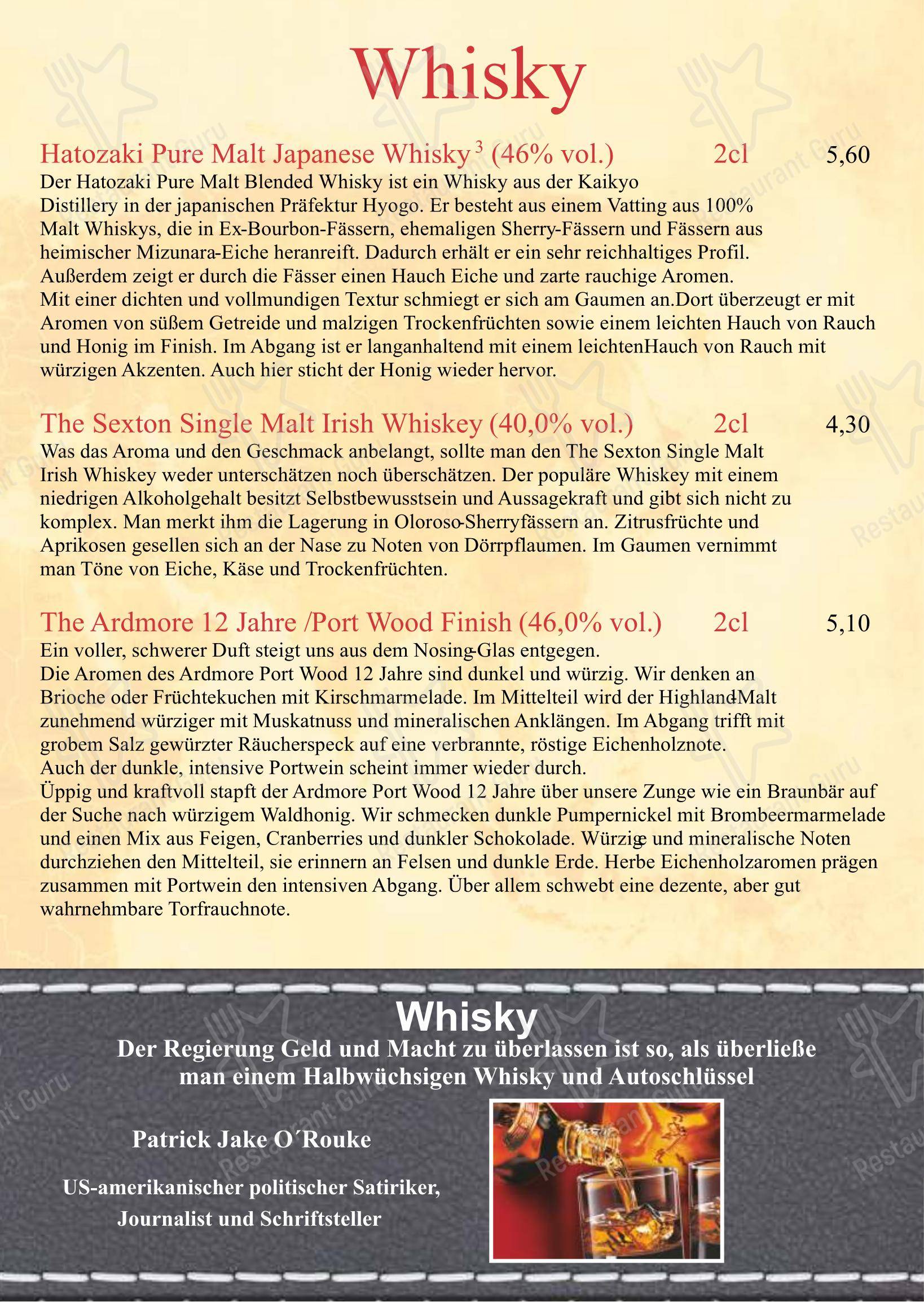 Menu bar pour Restaurant Journal restaurant