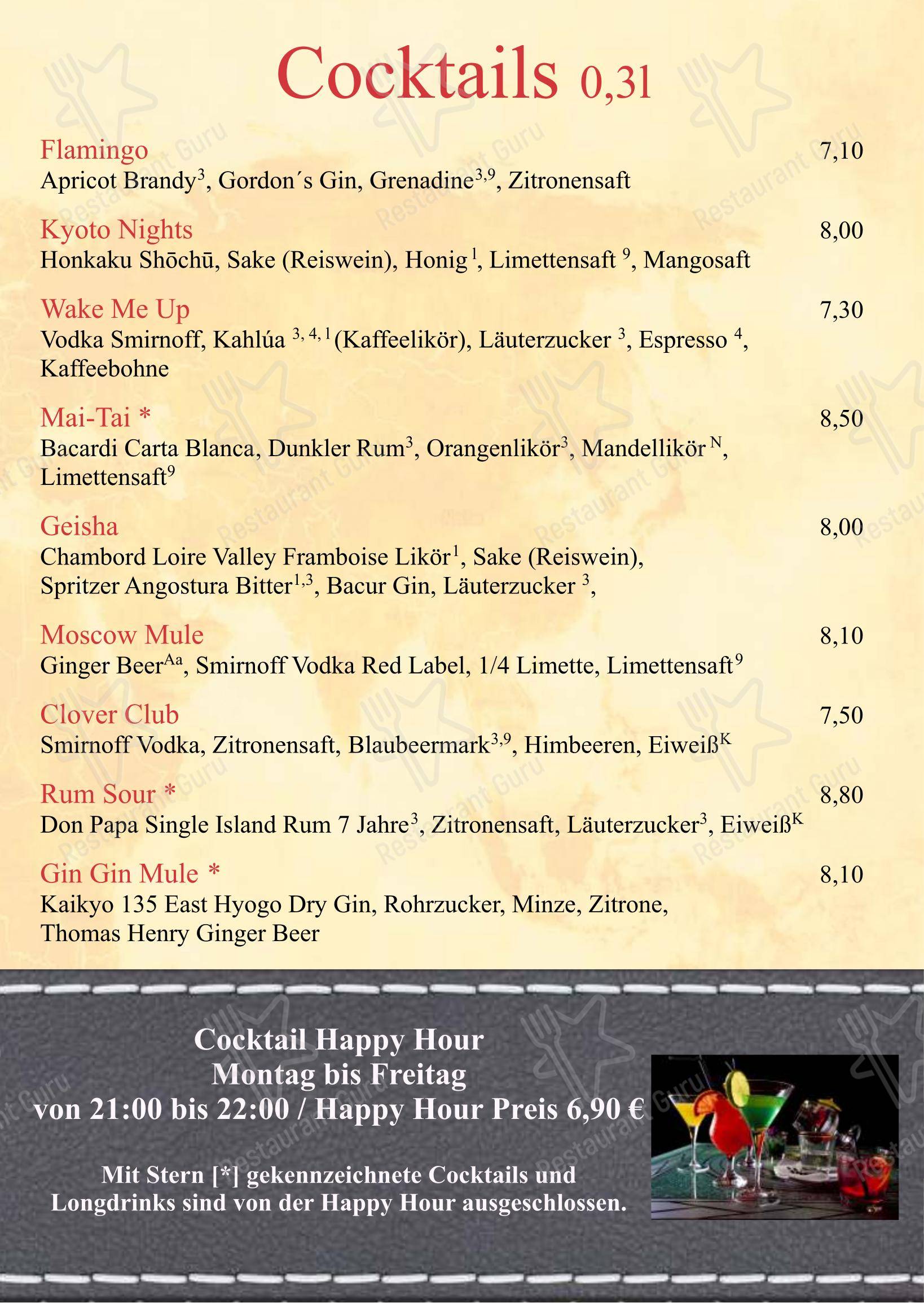 Menu bar pour Restaurant Journal restaurant
