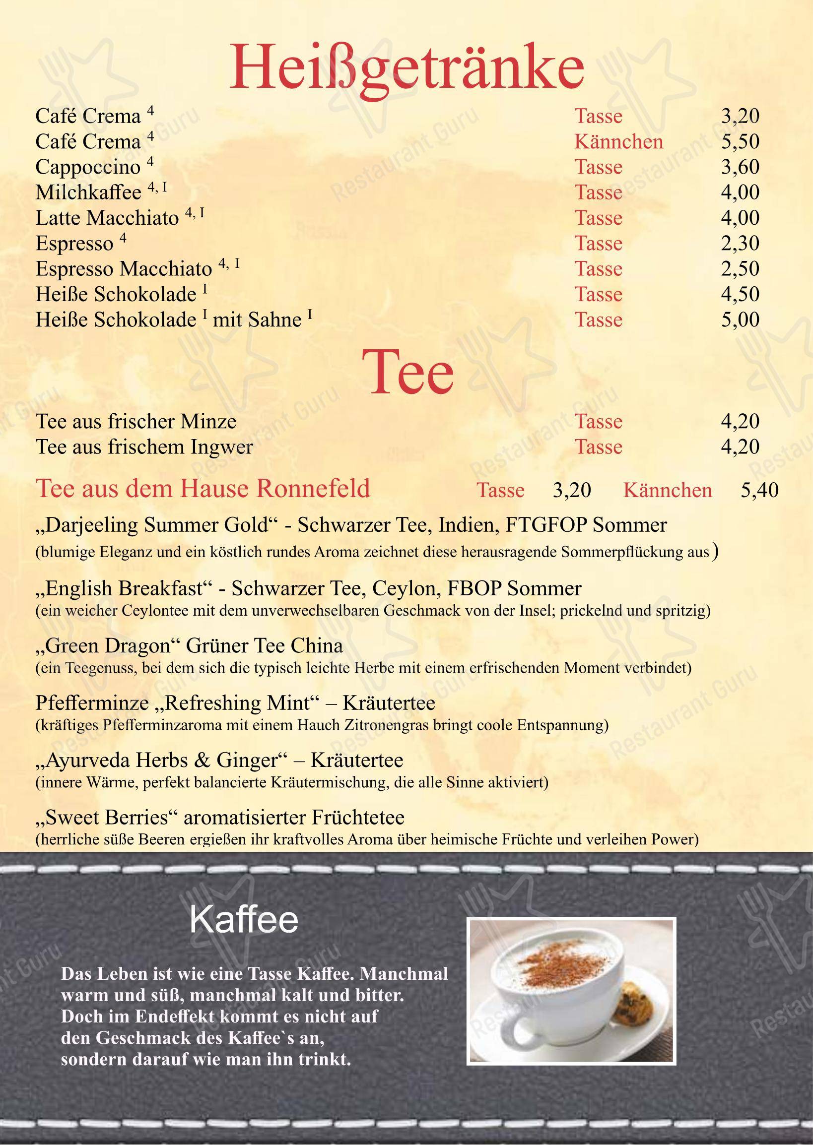 Menu bar pour Restaurant Journal restaurant