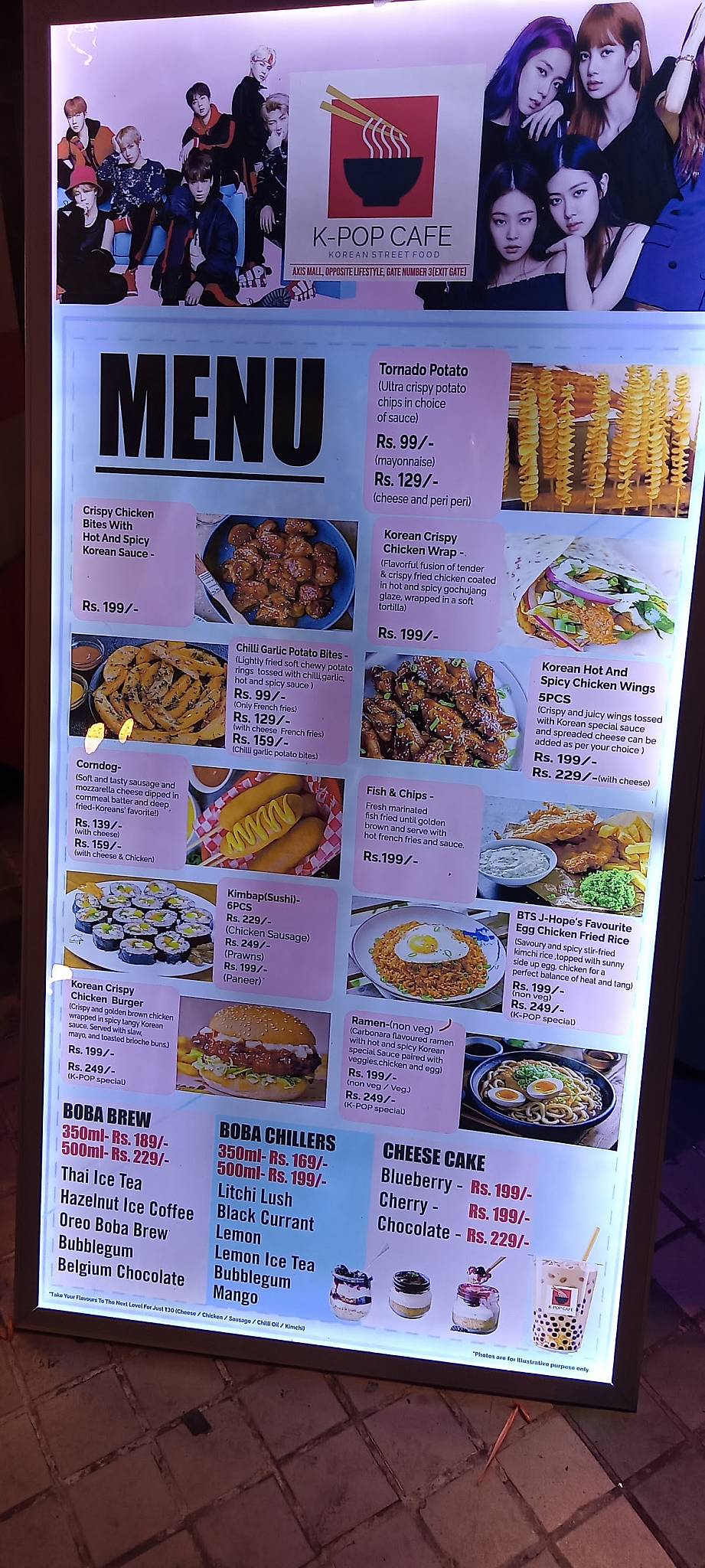 K-Pop Cafe menu