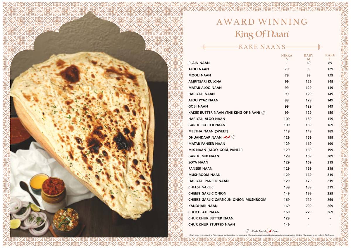 Kake Di Hatti Rishikesh menu