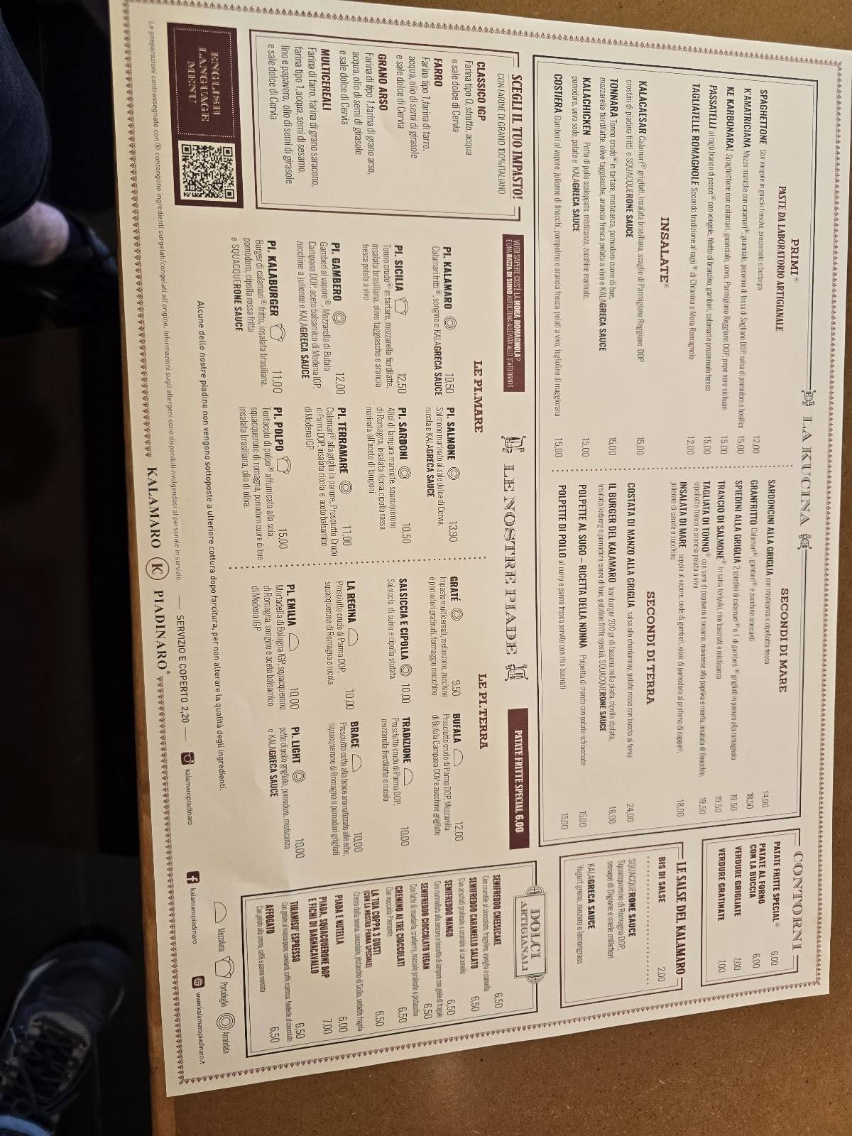 Menu di Kalamaro Piadinaro - Riccione 