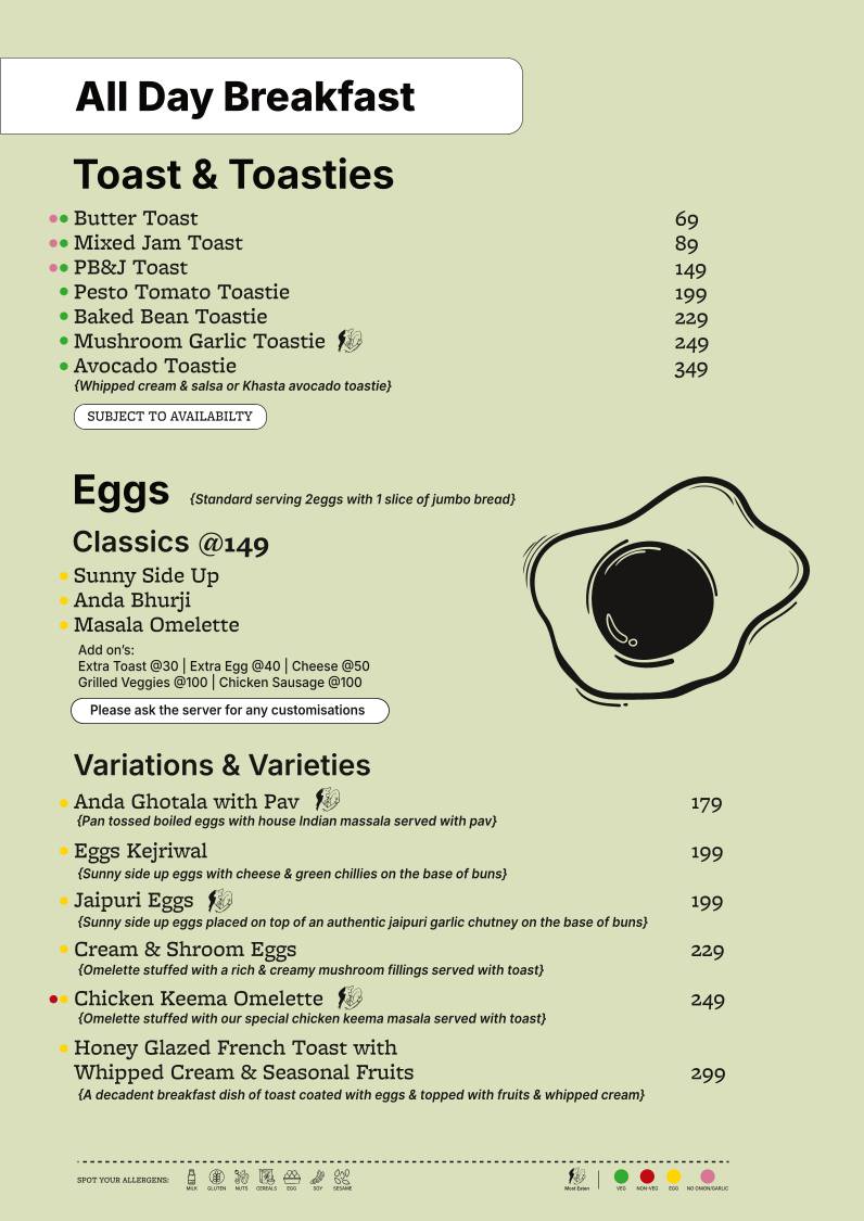 Kapai Coffee house and Bistro menu