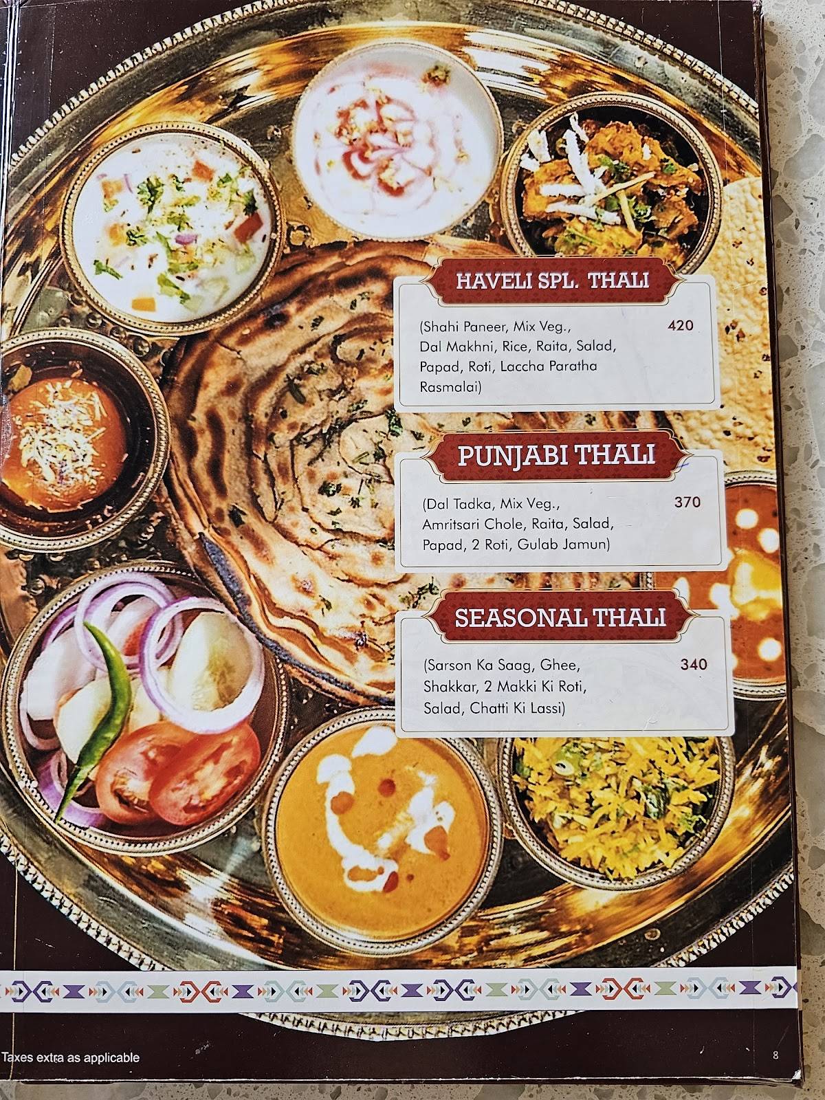 King's Haveli menu