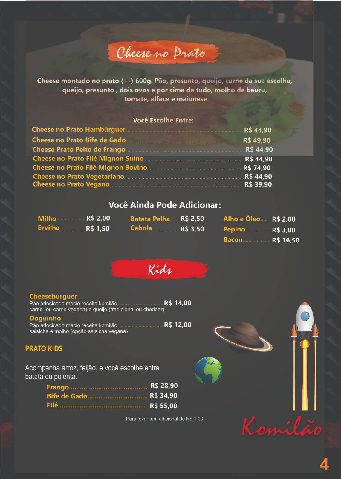 Komilão Lanches cardápio
