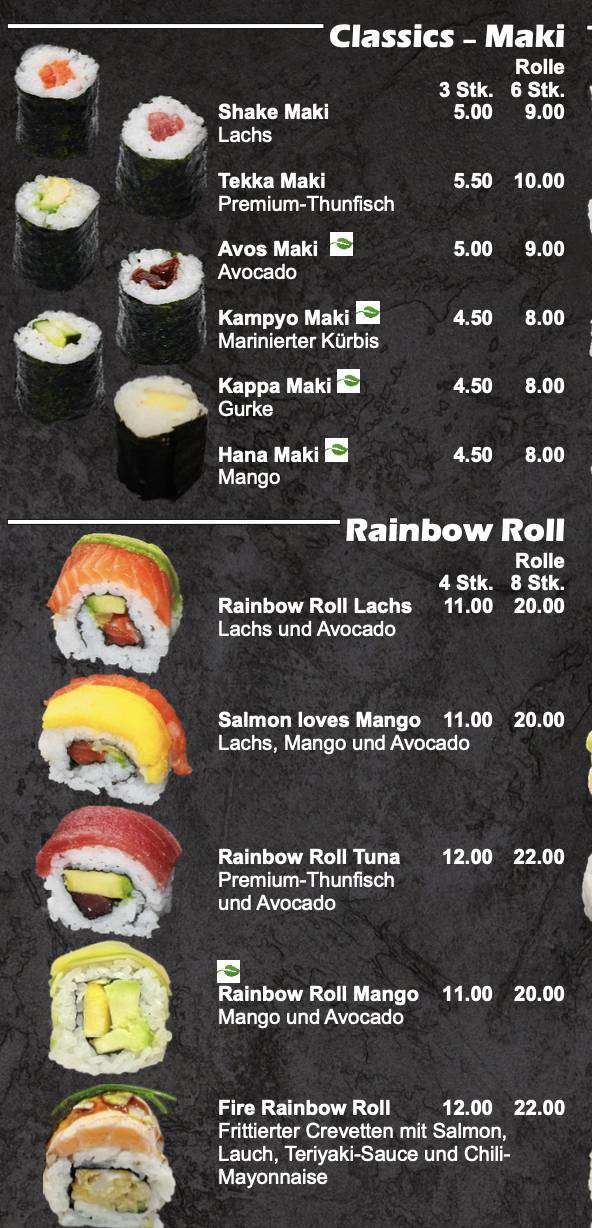 Menu di KungFu Chicken Solothurn – Asian Kitchen & Sushi 