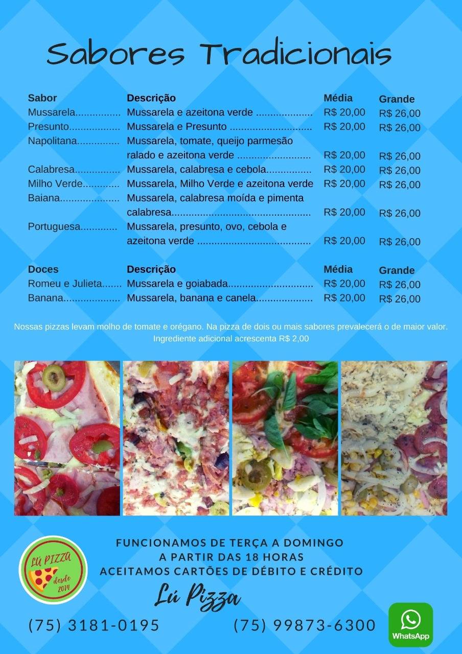 Lú Pizza cardápio