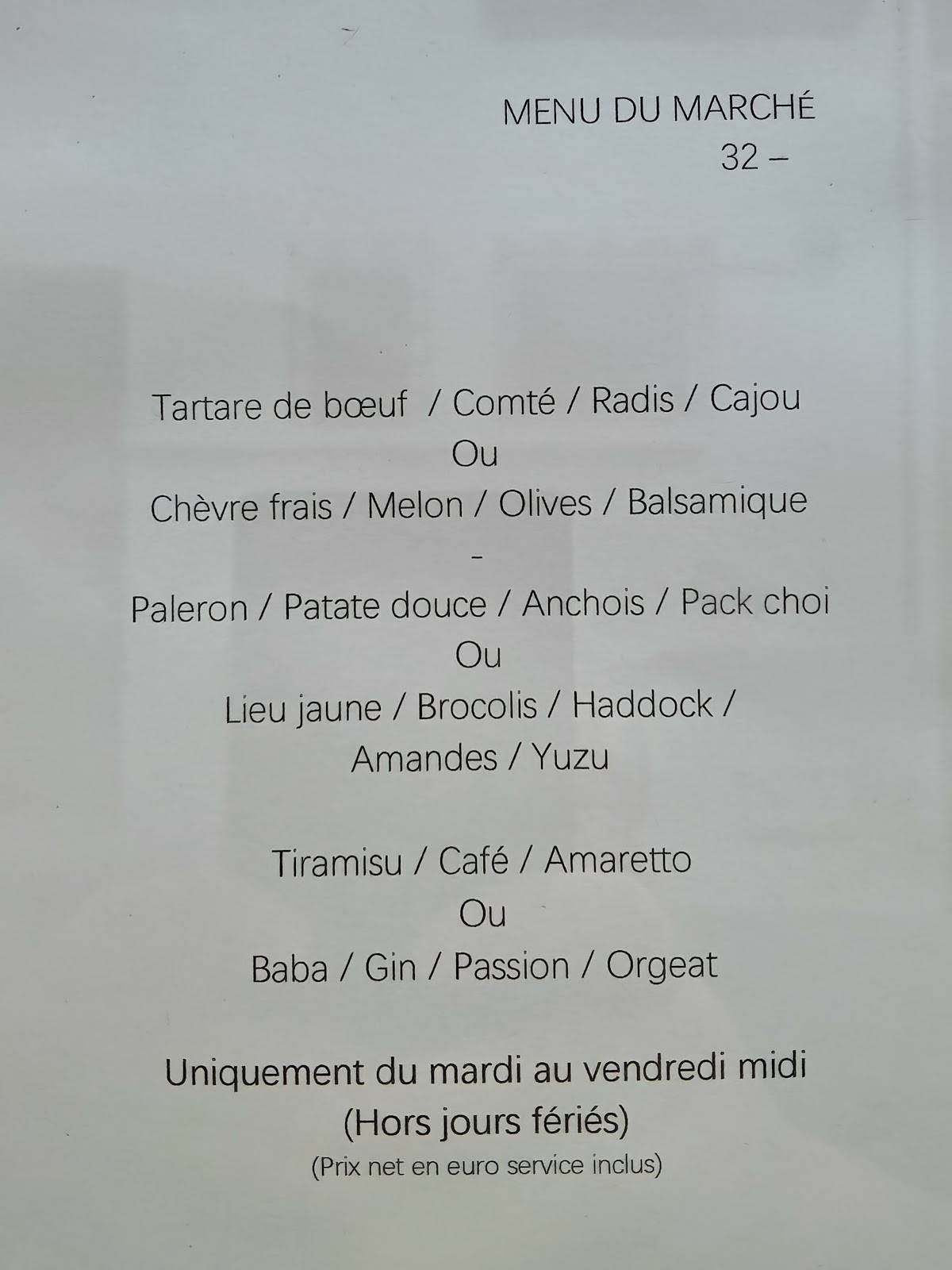 Menu de L'Interprète