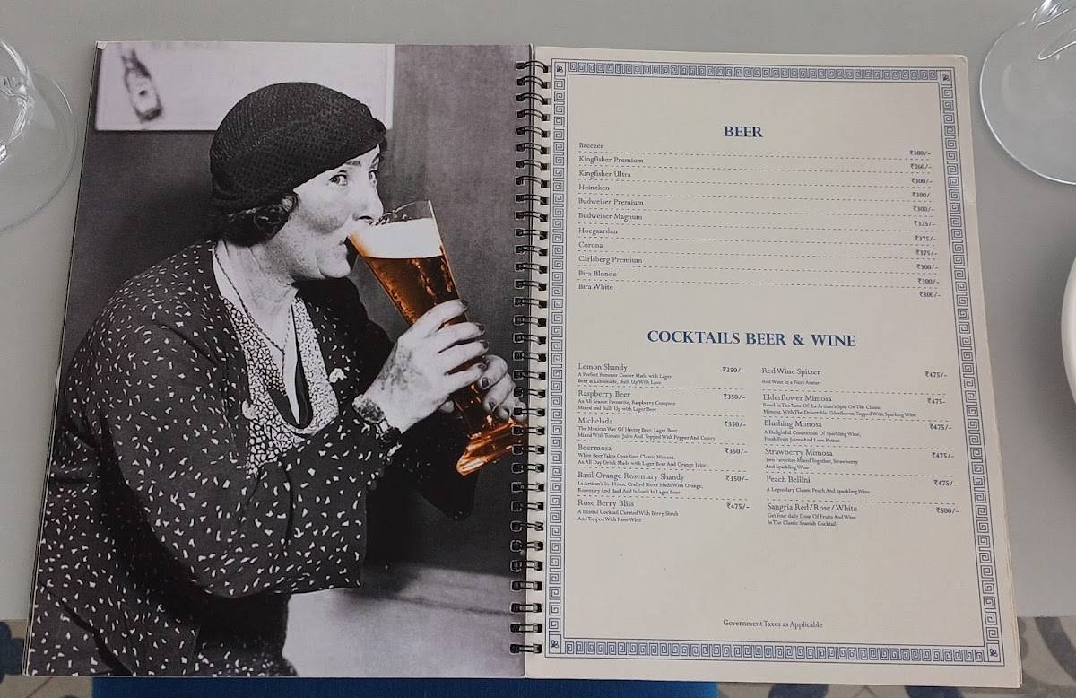 La Artisan Bistro menu