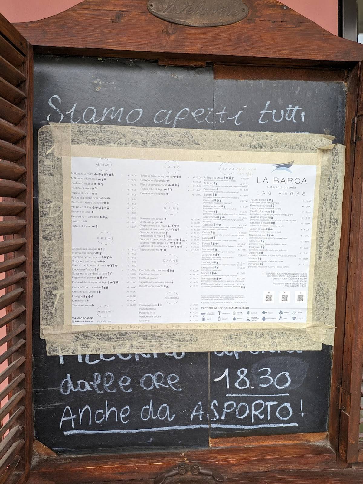 Menu di La Barca 
