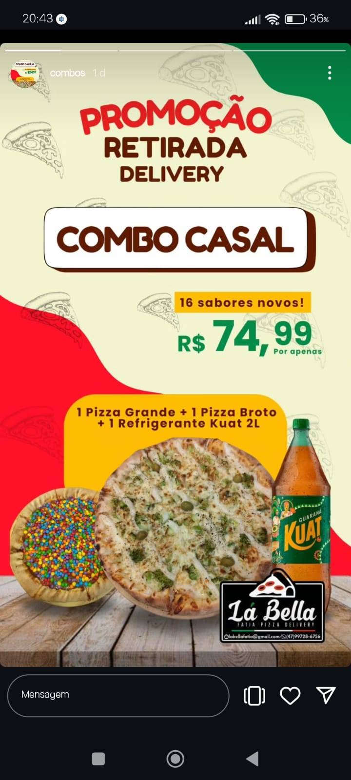 La Bella Fatia pizza delivery ( Barra velha SC) cardápio