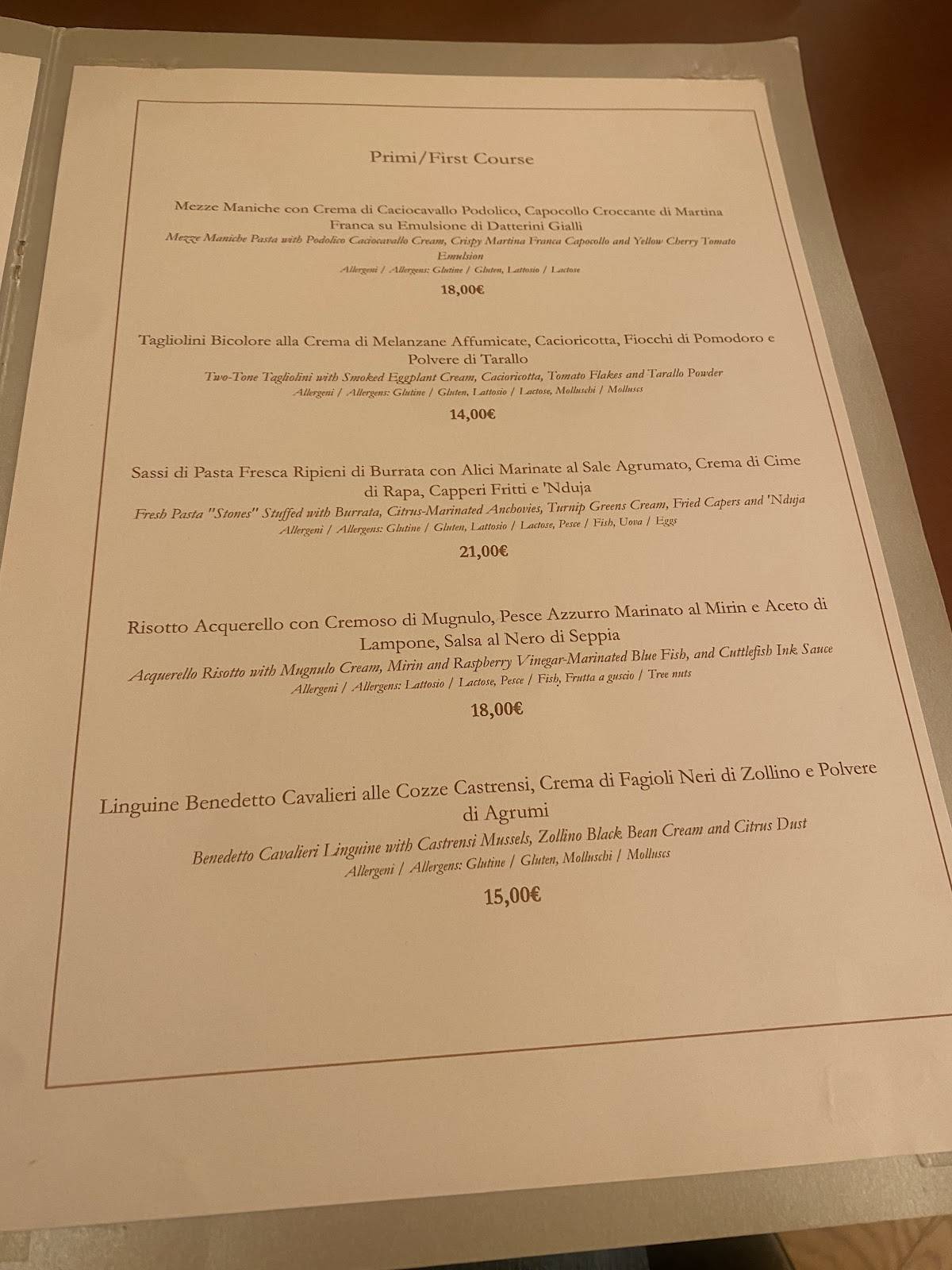 Menu di La Bocca 