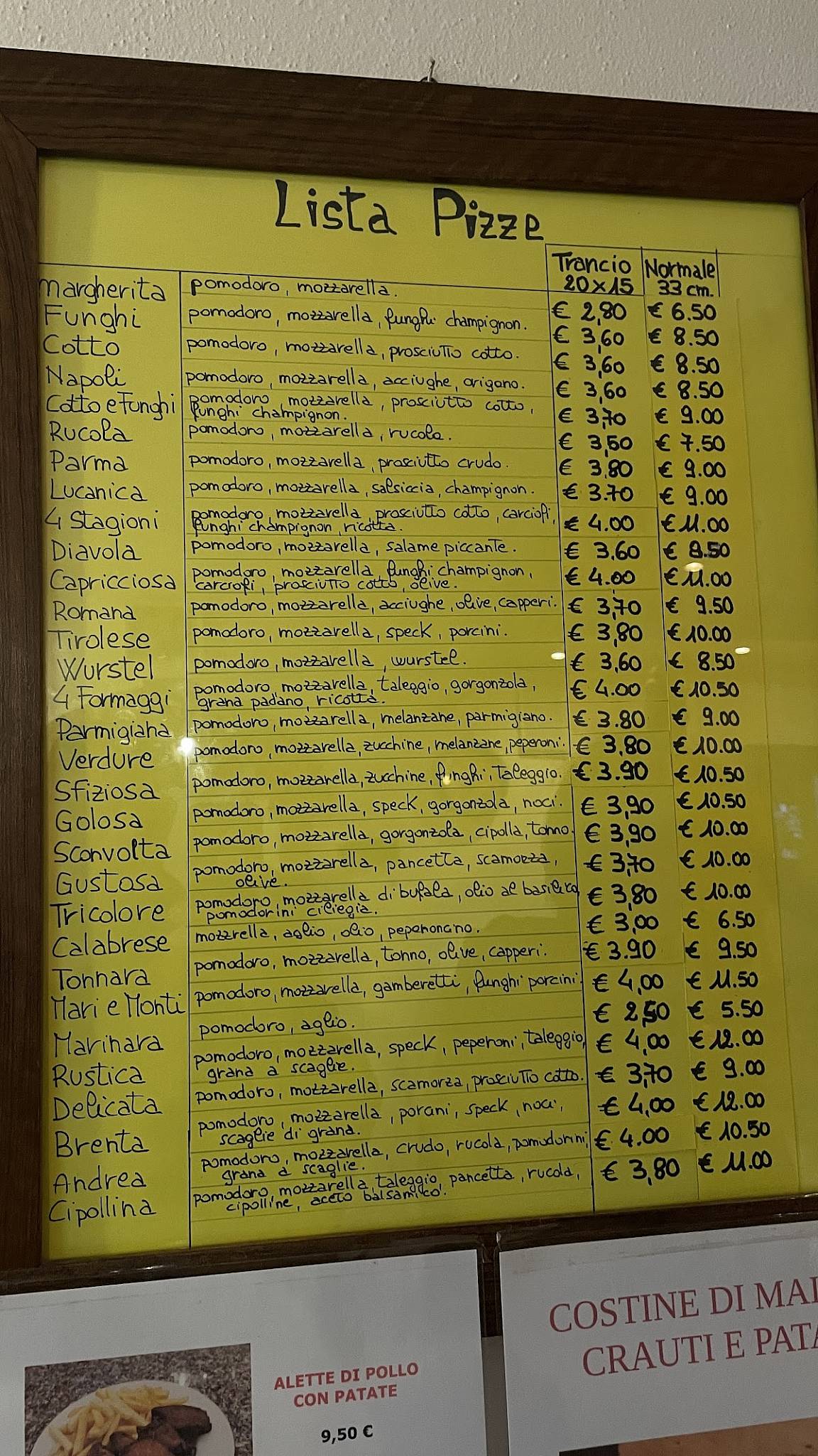 Menu di La Marenda 