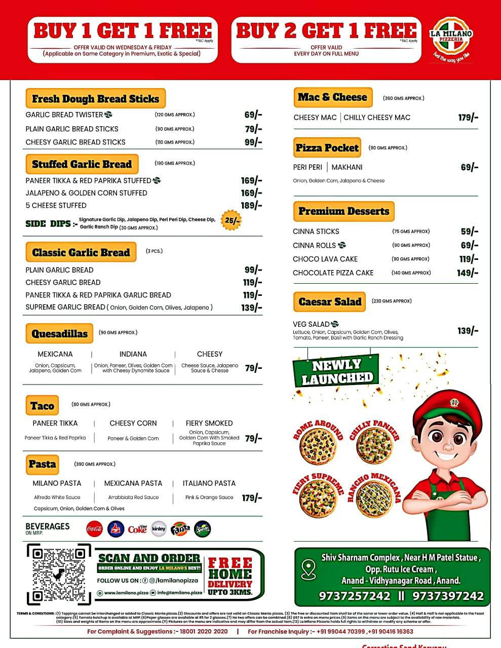 La Milano Pizzeria menu
