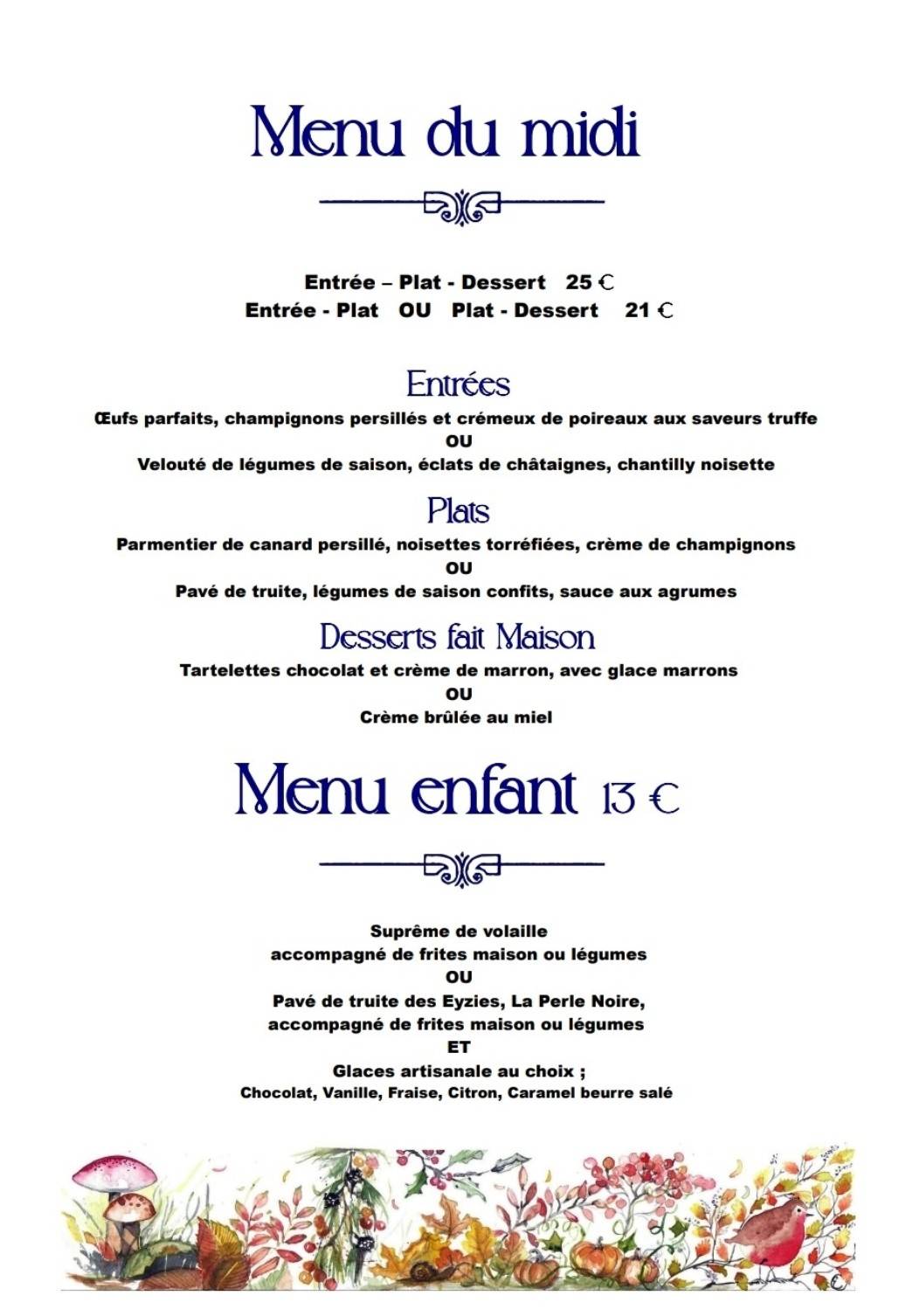 Menu de Restaurant La Source
