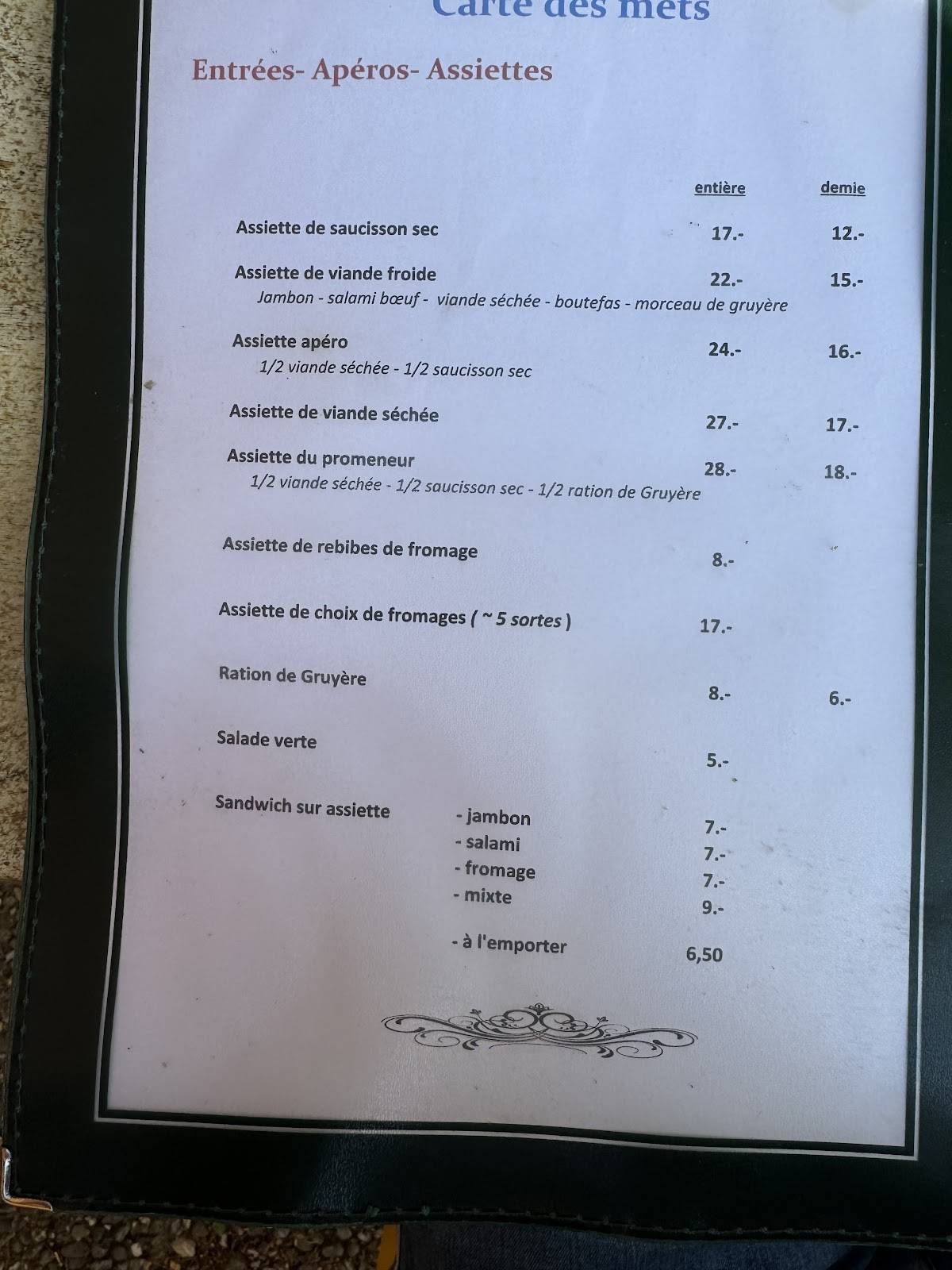Menu di La Tour de Gourze 