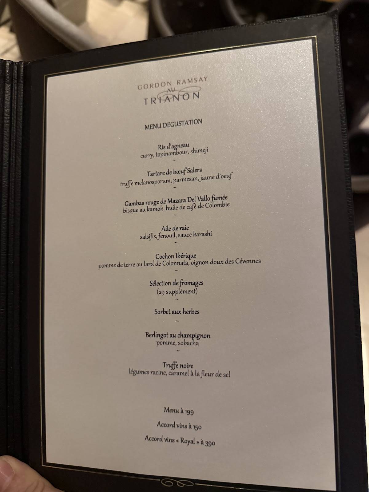 Menu de La Veranda