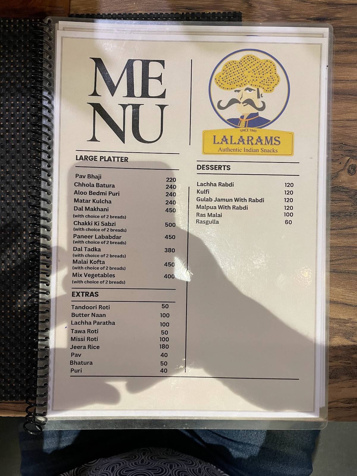 Lalaram's menu