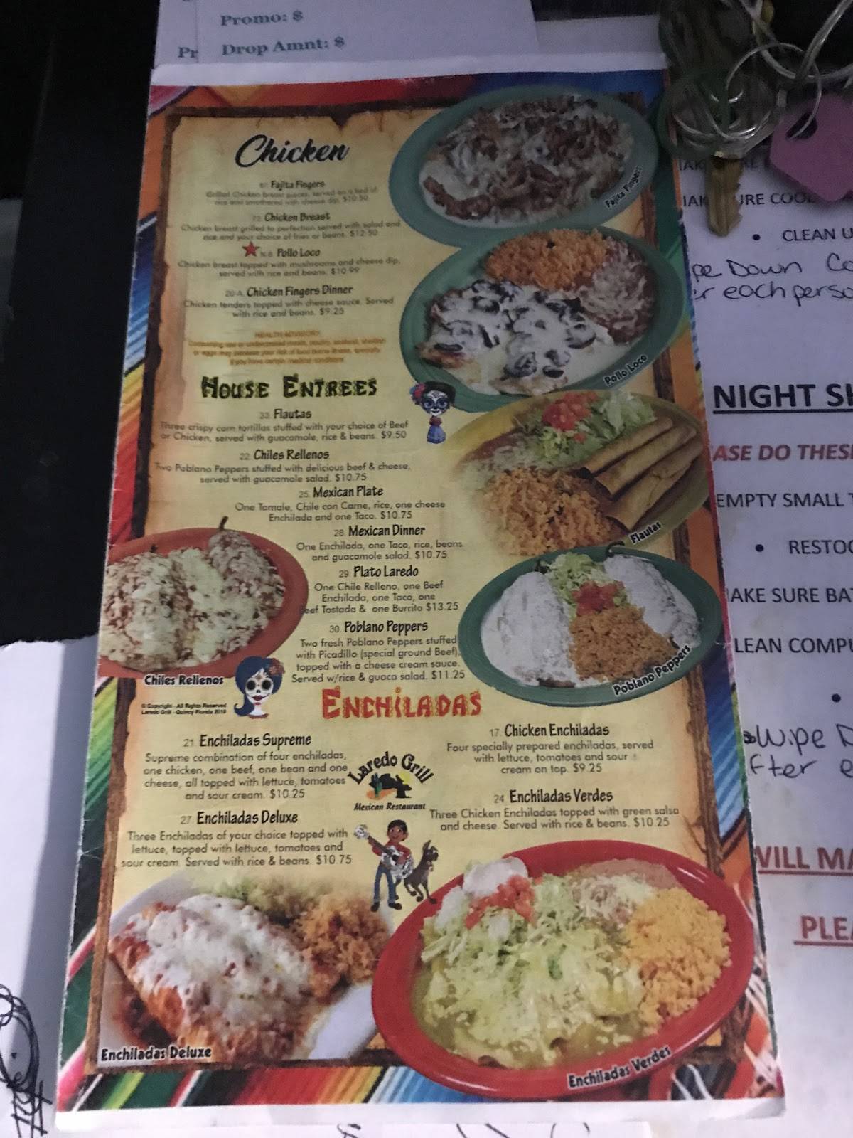 Menu at Laredo Grill restaurant, Quincy