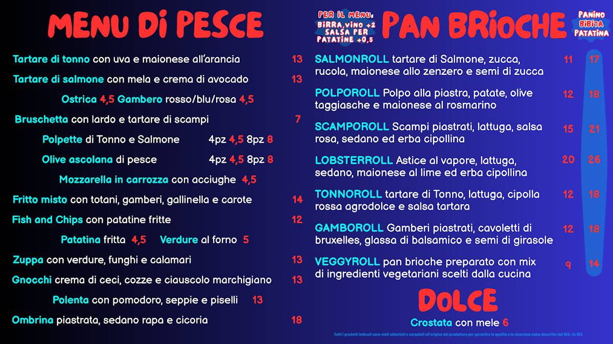 Menu di Lato Mare Ristorante di pesce 