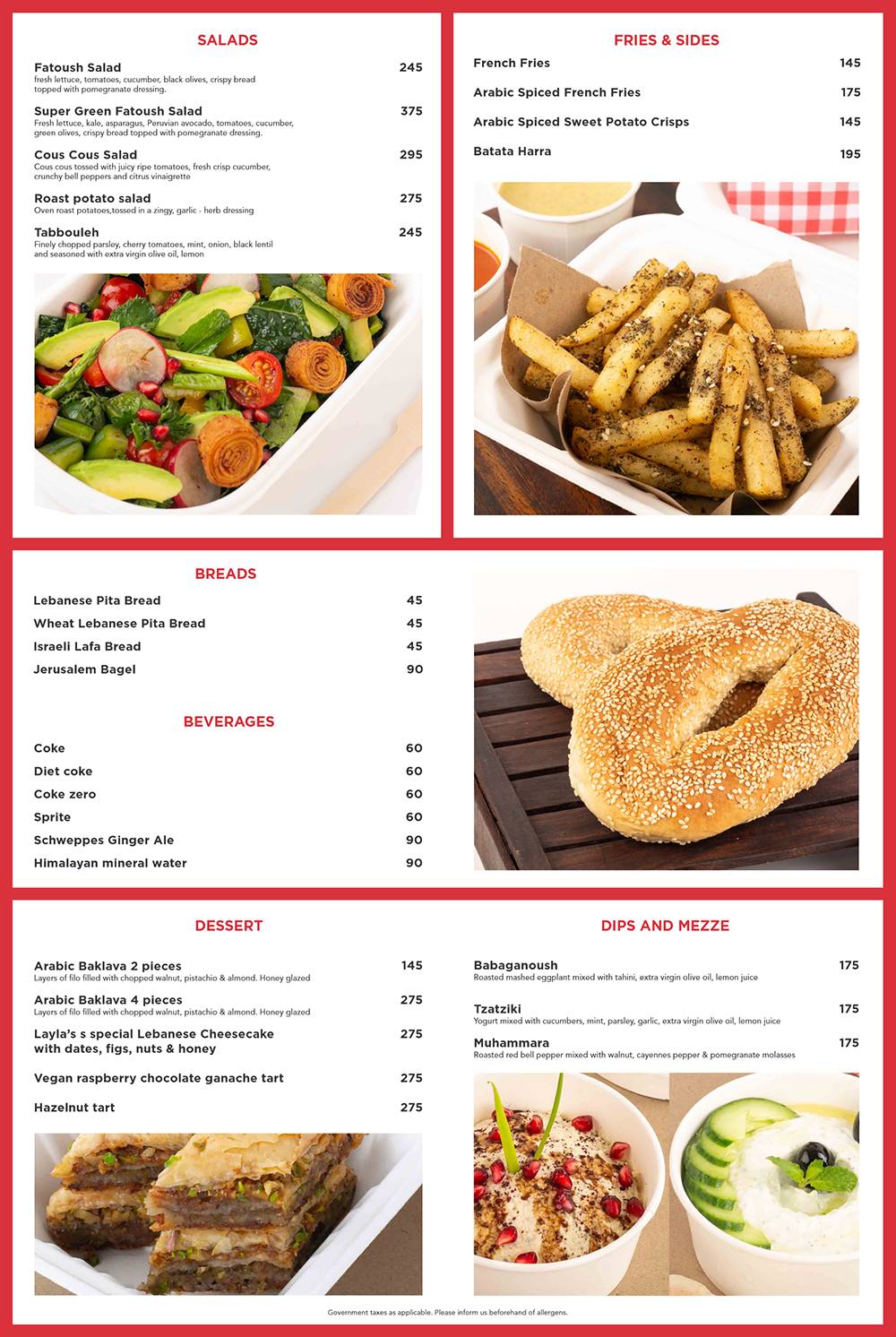 Layla's Shawarma and Middle Eastern Kitchen menu