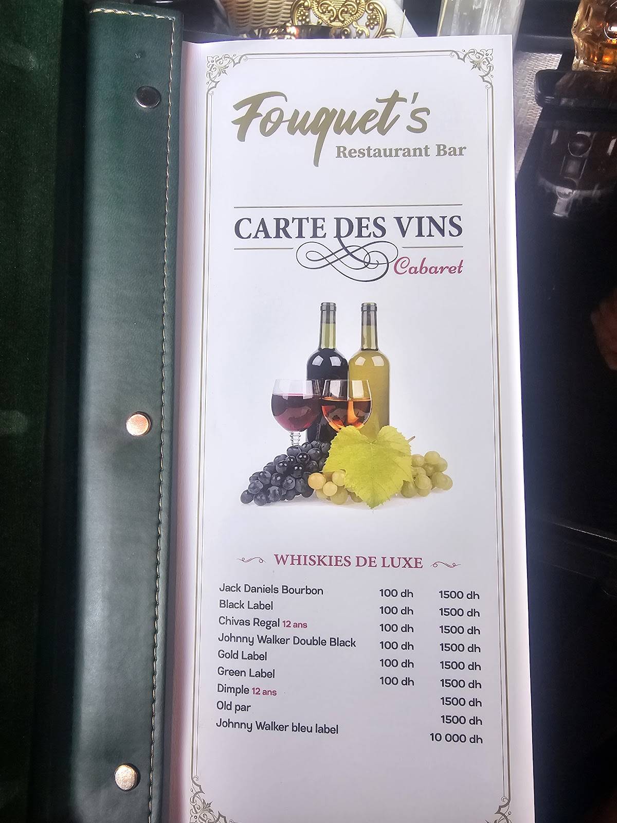 Menu de Restaurant Le Fouquet's