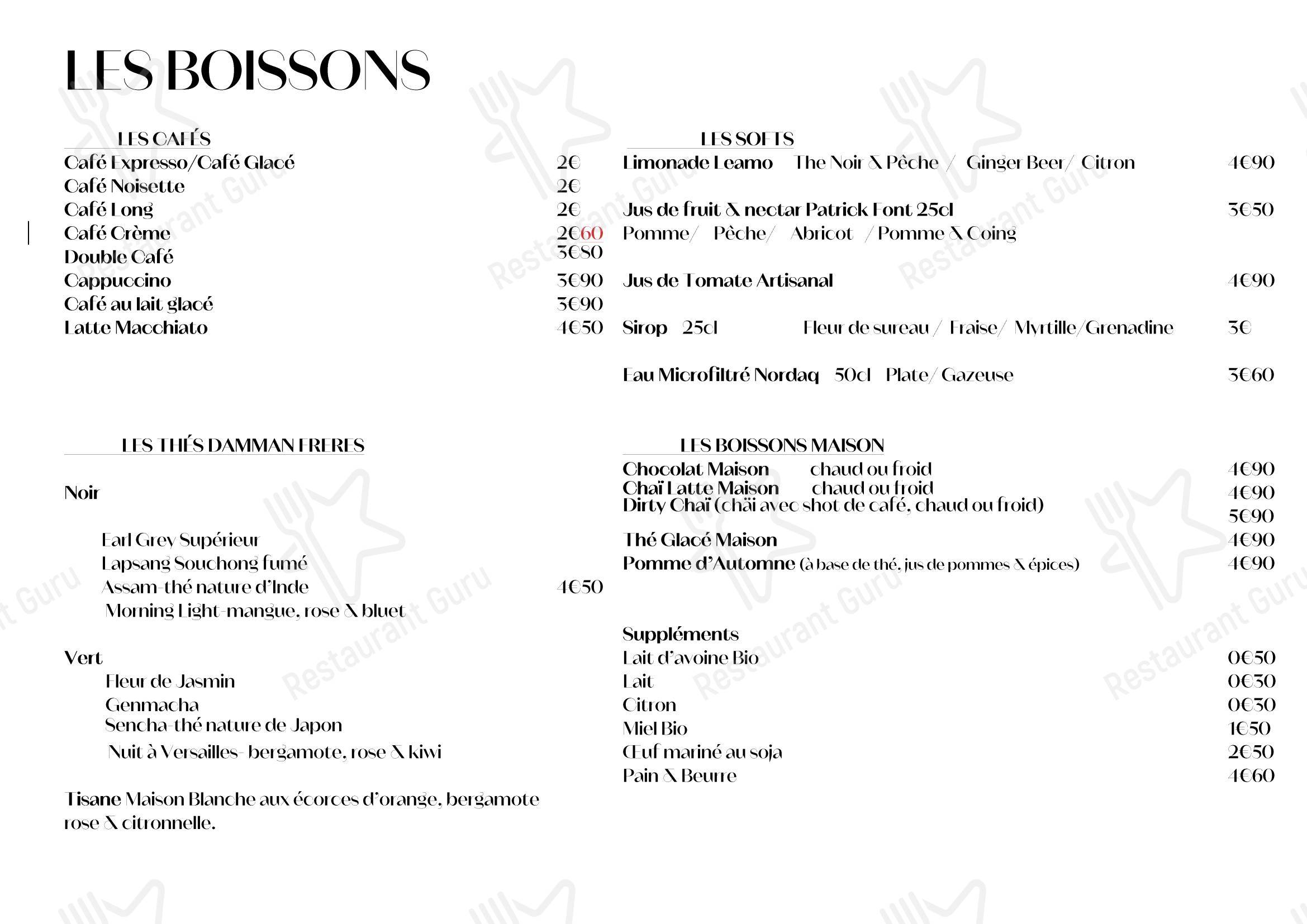 Menu pour Restaurant Le Kitchen - Основное меню