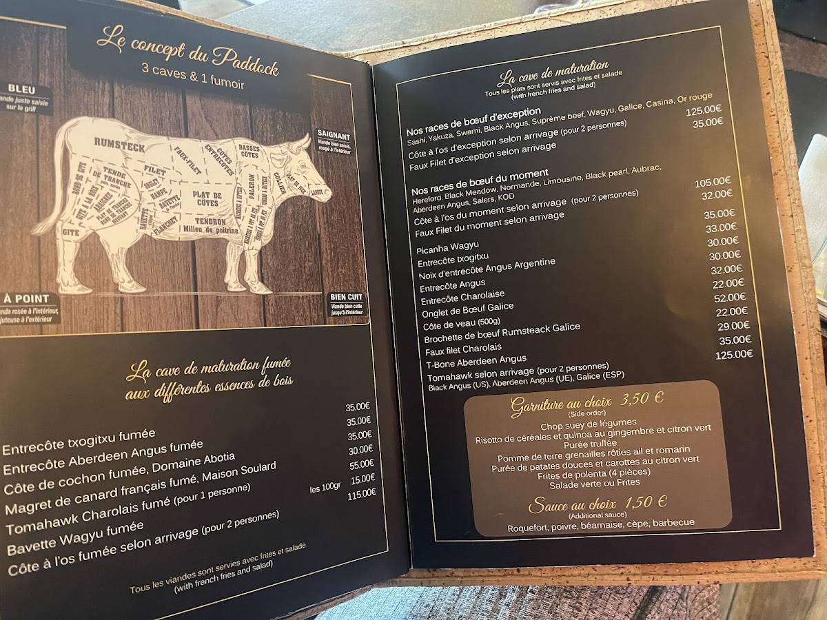 Menu de Le Paddock