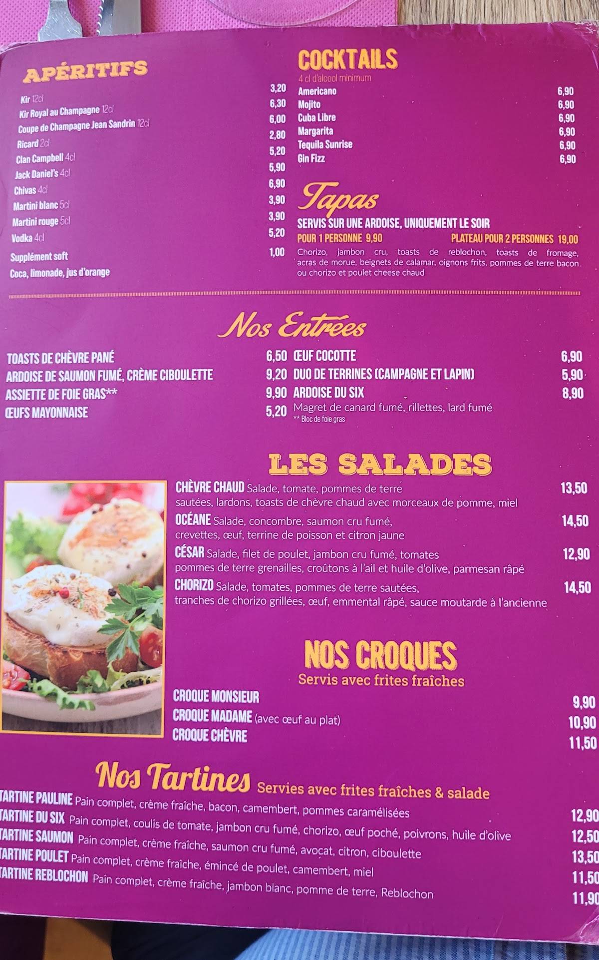 Le Six Yvetot Menu