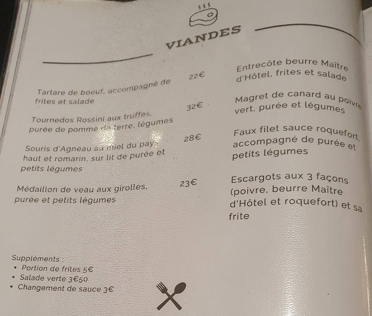 Menu de Le Toqué