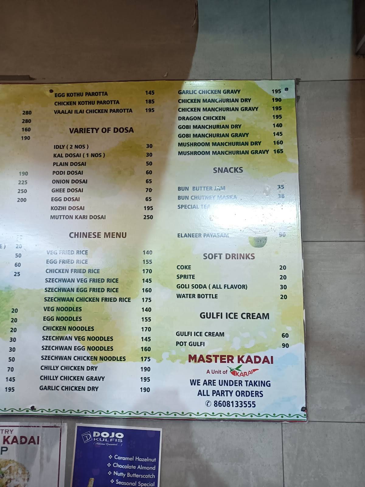 MASTER KADAI menu