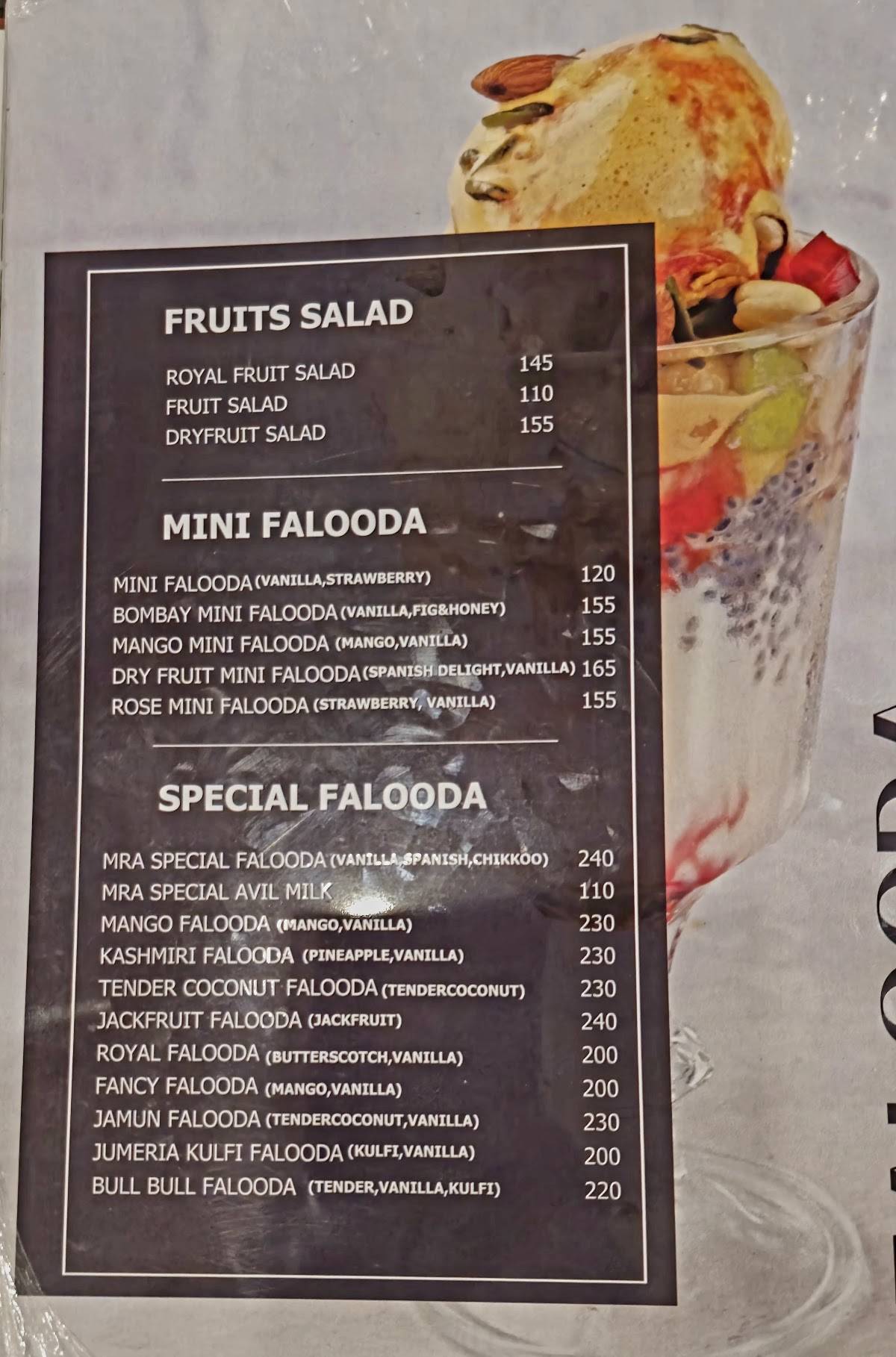 MRA Bakery & Restaurant Kozhikode menu
