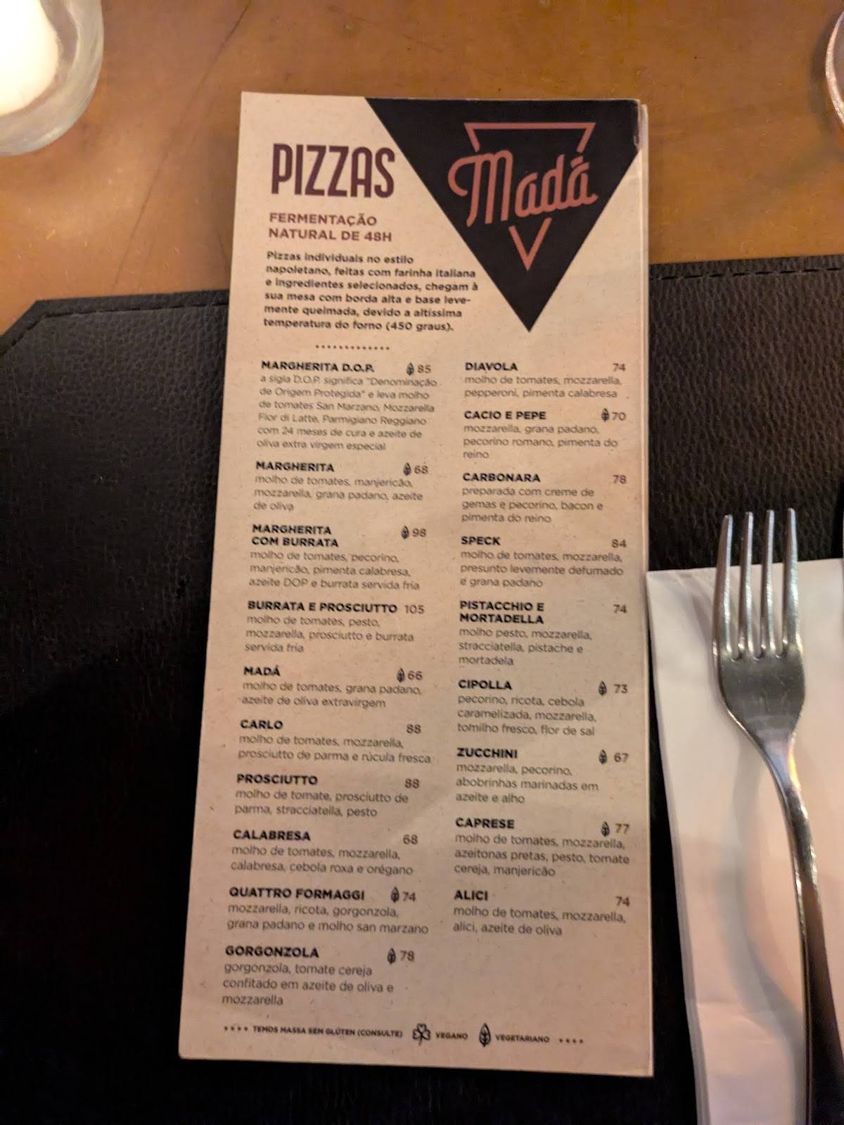 Madá Pizza e Vinho cardápio