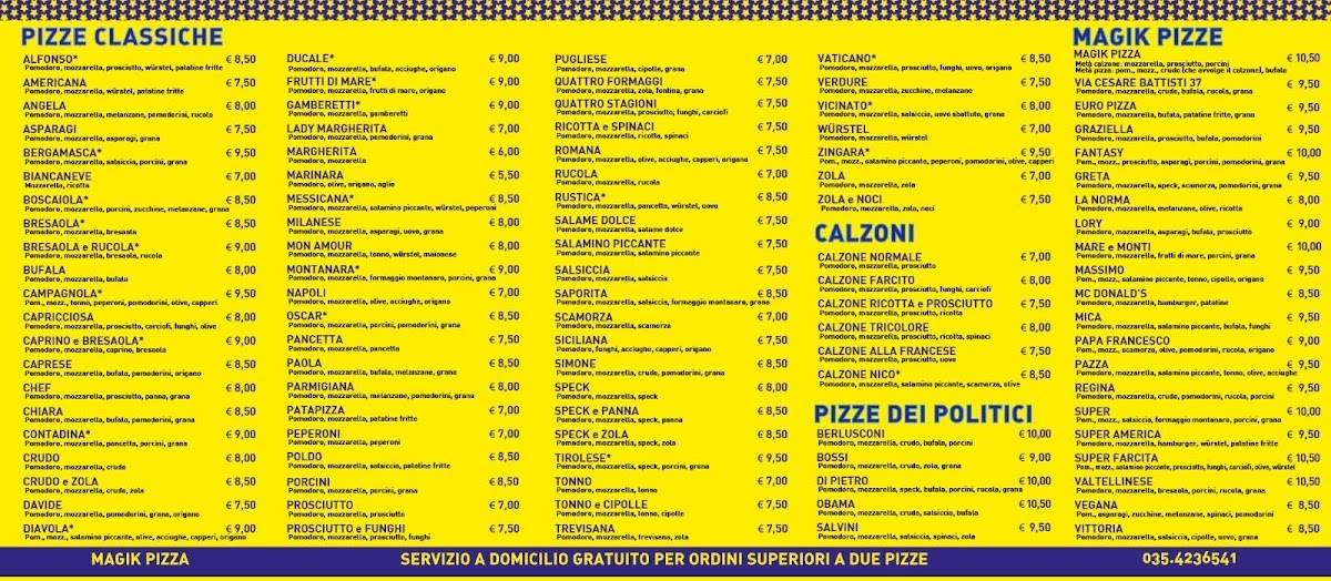 Menu di Magik Pizza 