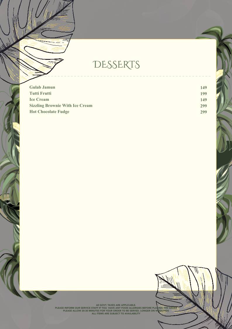 Mama's Rasoi by Spring Hill Resorts menu