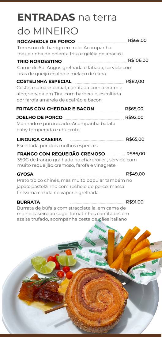 Mar Mineiro Restaurante - Macacos cardápio