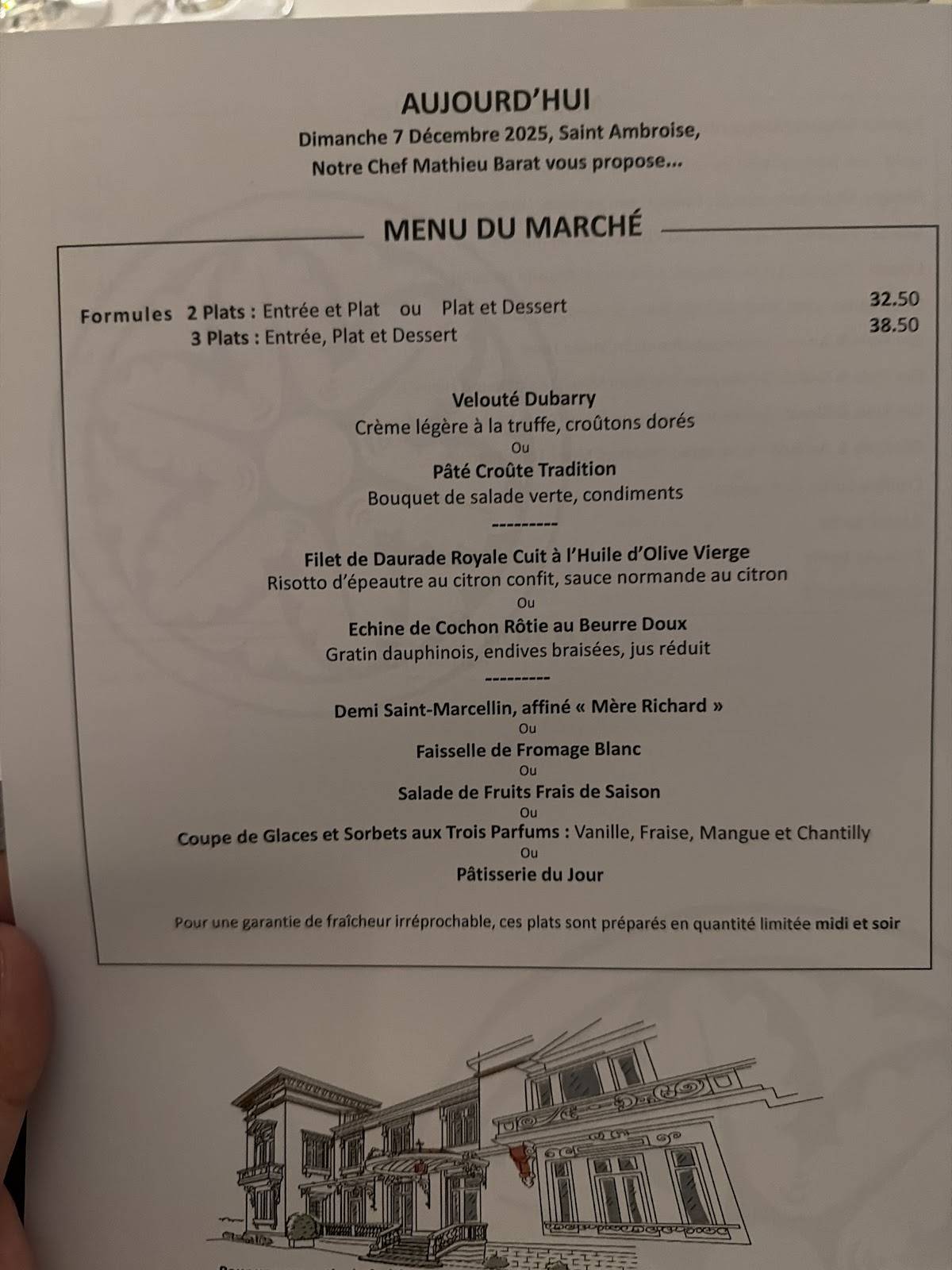Menu de Restaurant Marguerite - Bocuse