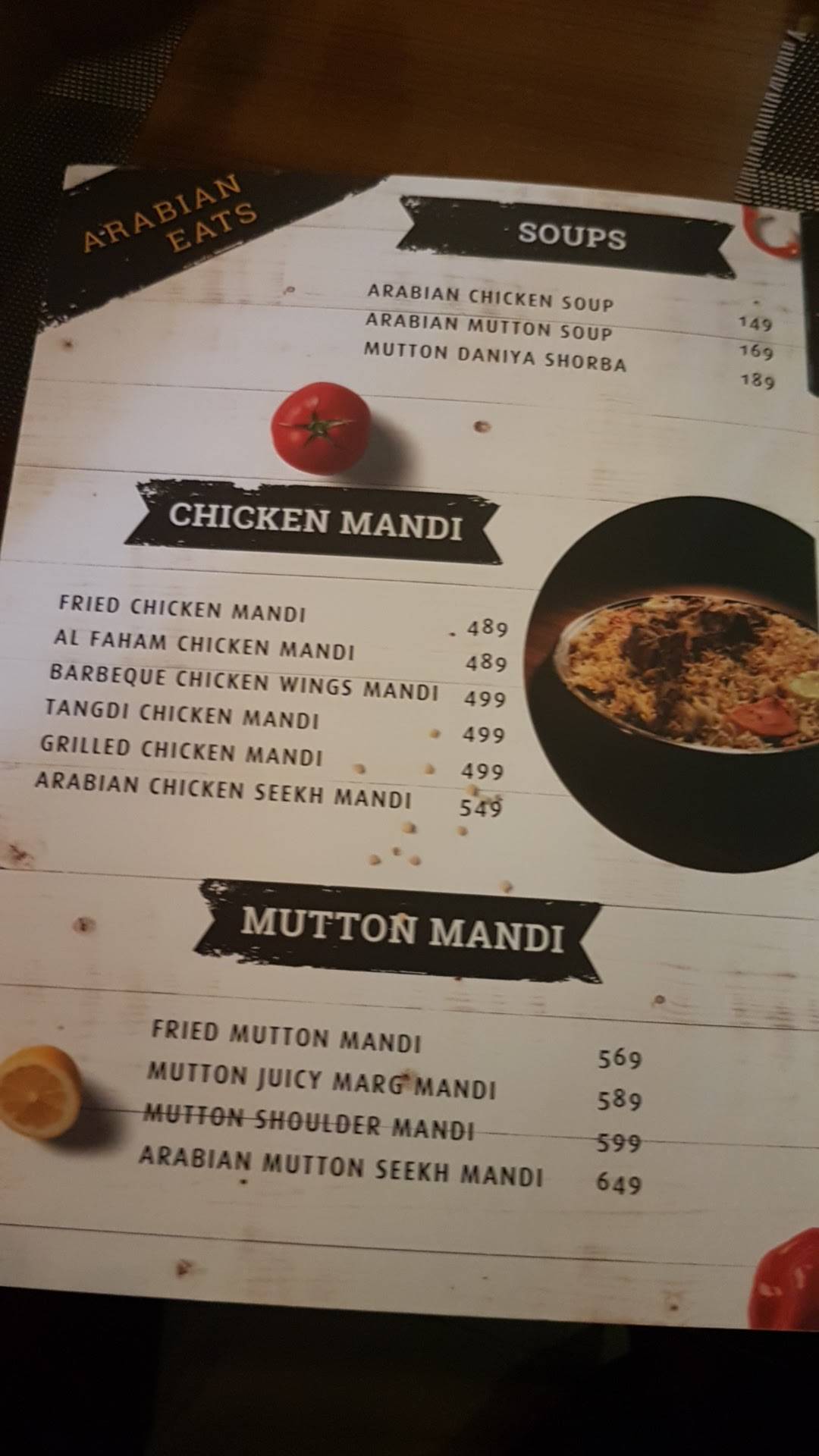 Marsala Food Company, Gachibowli menu