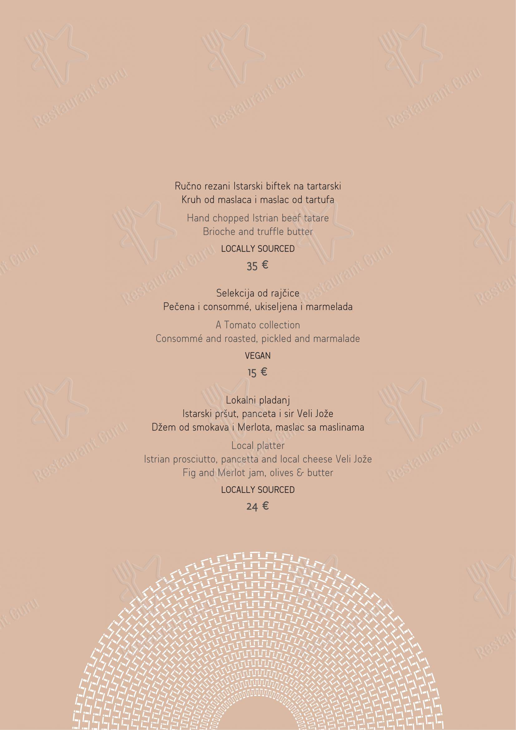 Restaurant Mediterraneo in Rovigno - Menu bar