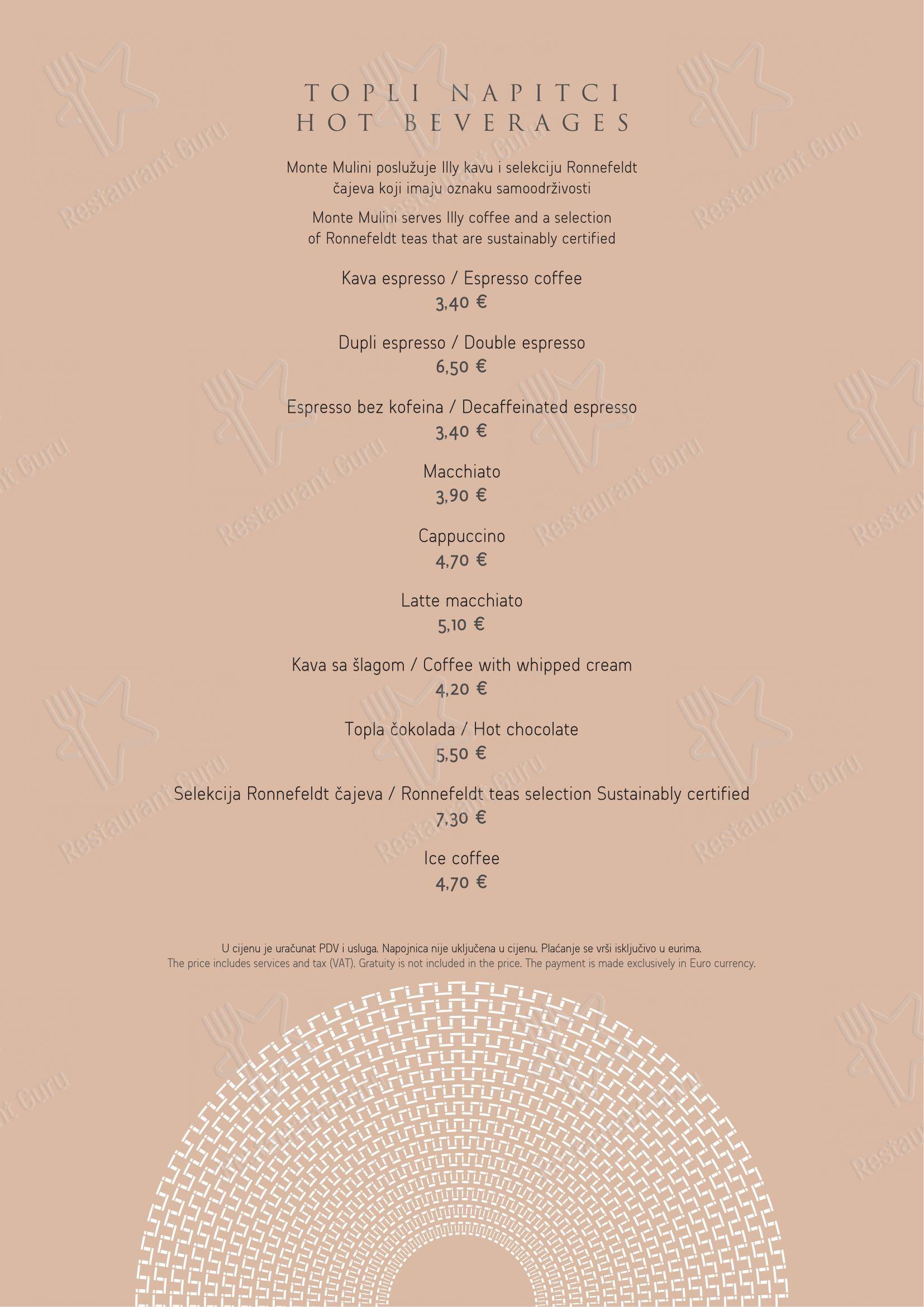 Menu di Restaurant Mediterraneo - Основное меню