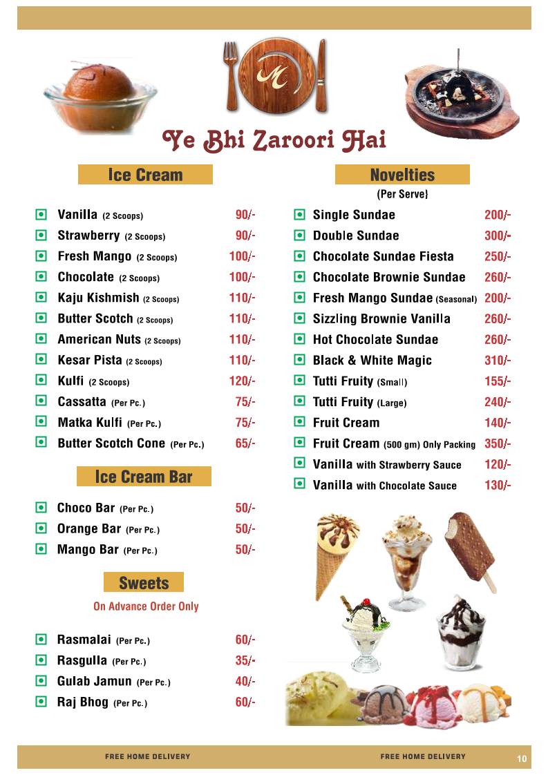 Mezbaan Restaurant menu