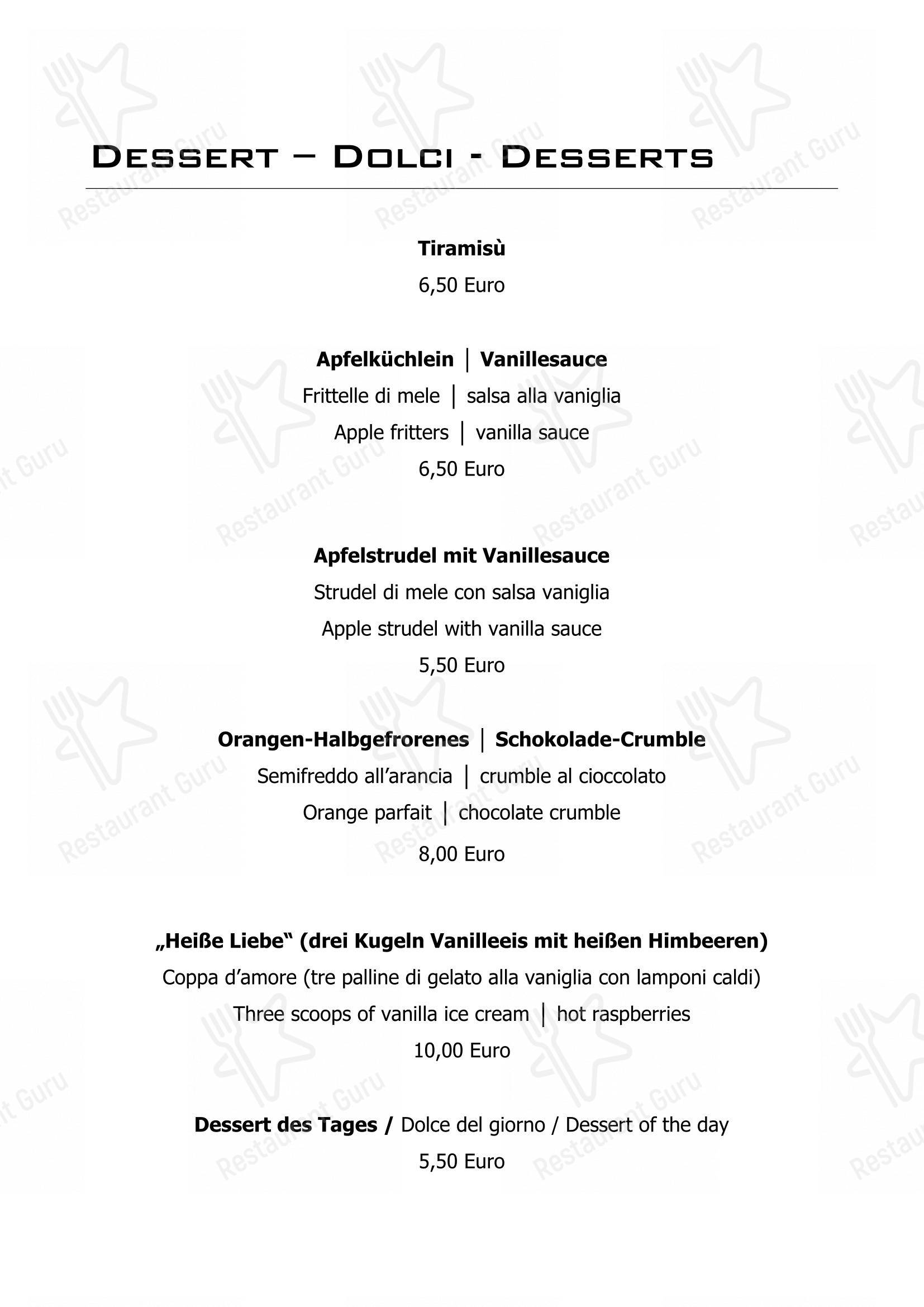 Restaurant Mondschein in Sesto - Menu